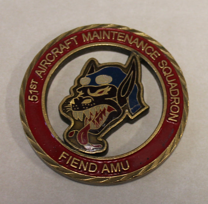 51st  Aircraft Maintenance Squadron Fiend AMU Osan Air Base Korea Air Force Challenge Coin