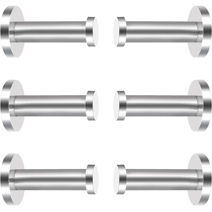 6 Pieces Stainless Steel Wall-Mount Robe Hook Coat Hook Towel Wall Hook, Brushed Nickel (2 Inch, Silver)