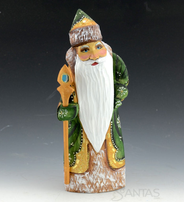 6.5 inch Green and Gold Russian Santa Claus