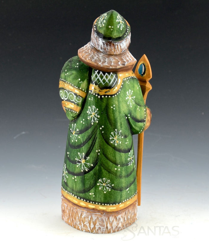 6.5 inch Green and Gold Russian Santa Claus