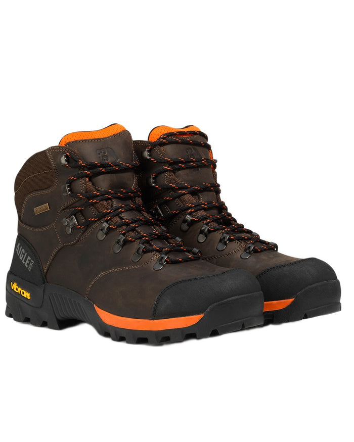 Dark Brown coloured Aigle Altavio Cuir Full Grain Leather Sport Shoes on white background #colour_dark-brown