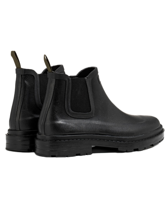Noir coloured Aigle Chelsea Rain Ankle Boots on white background #colour_noir