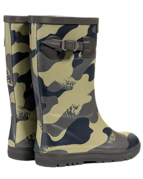 Camou Kaki coloured Aigle Woody Pop PT 2 Childrens Wellington Boots on white background #colour_camou-kaki