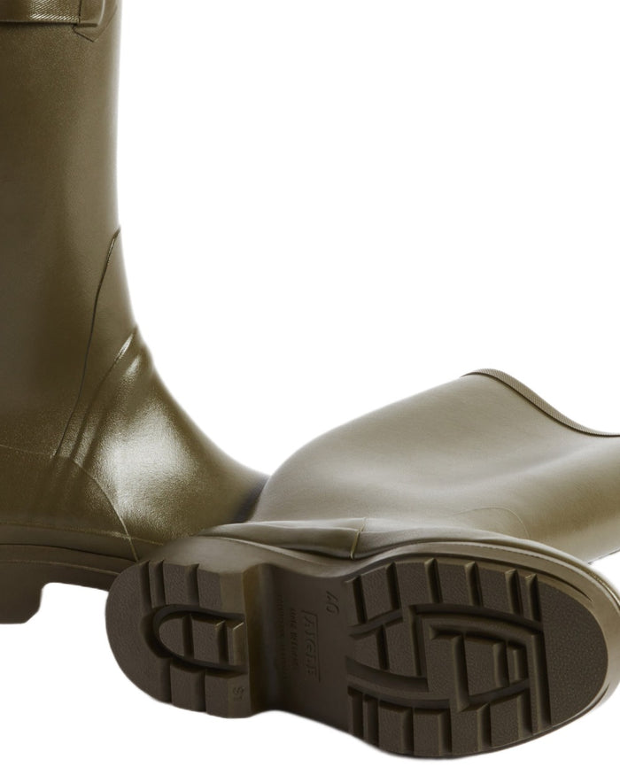 Khaki coloured Aigle Mens Cessac Gardening Wellingtons on white background #colour_khaki