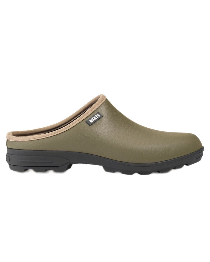 Khaki coloured Aigle Mens Lessfor Dual Material Open Clogs on white background #colour_khaki