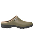 Khaki coloured Aigle Mens Lessfor Dual Material Open Clogs on white background #colour_khaki