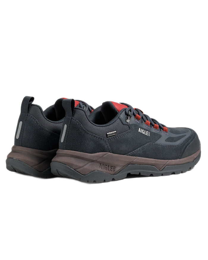 Bronze coloured Aigle Mens Palka Low MTD Ultra Light Hiking Shoes on white background #colour_bronze