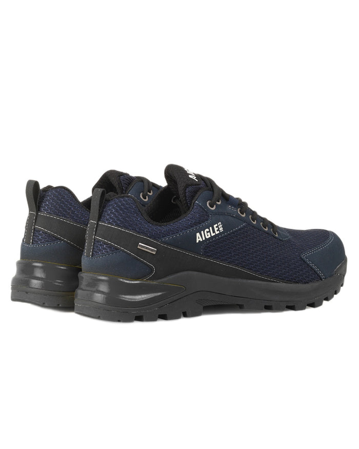 Marine coloured Aigle Mens Plutno Ultra Light Waterproof Walking Shoes on white background #colour_marine