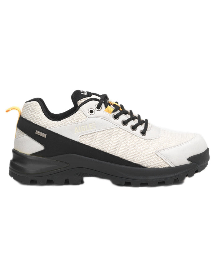 Sable coloured Aigle Mens Plutno Ultra Light Waterproof Walking Shoes on white background #colour_sable