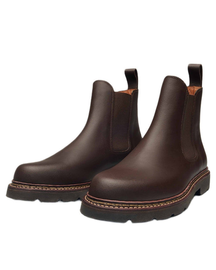 Dark Brown coloured Aigle Mens Quercy Work Boots on white background #colour_dark-brown