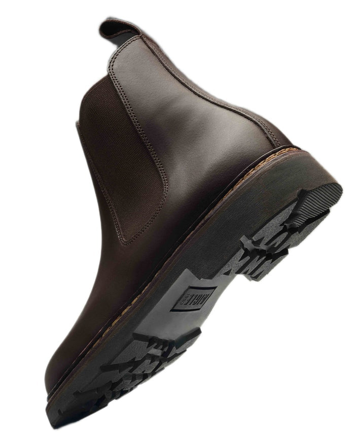 Dark Brown coloured Aigle Mens Quercy Work Boots on white background #colour_dark-brown