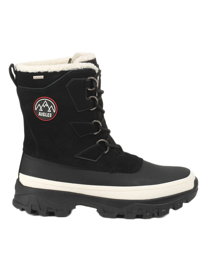 Noir coloured Aigle Mens Snow Boots on white background #colour_noir
