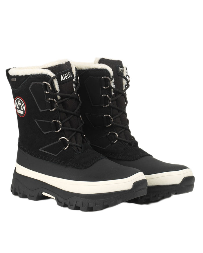 Noir coloured Aigle Mens Snow Boots on white background #colour_noir