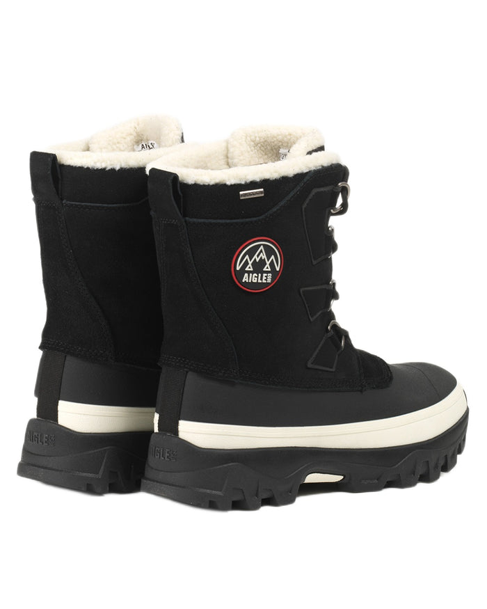 Noir coloured Aigle Mens Snow Boots on white background #colour_noir