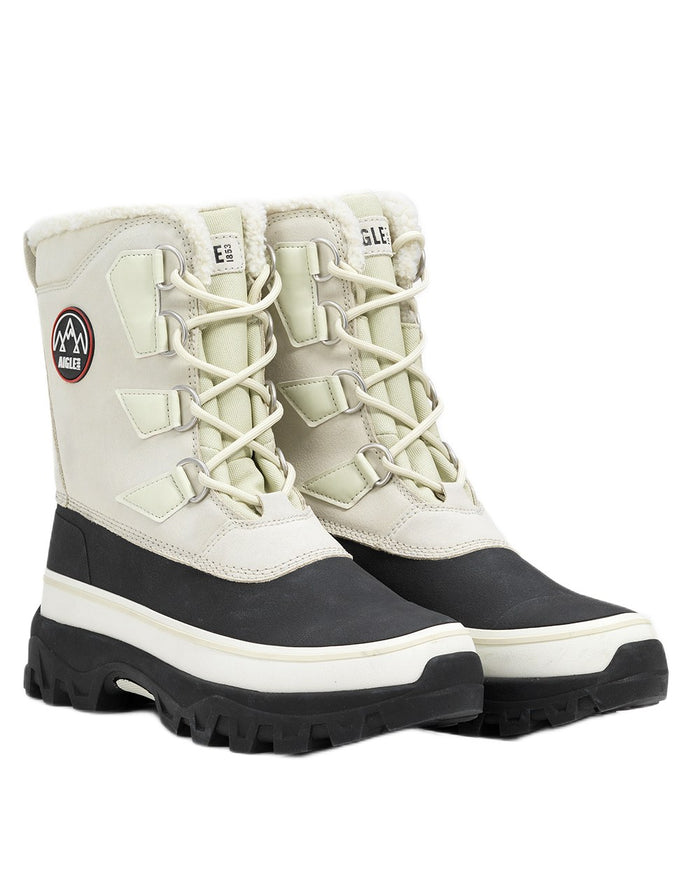 Sable coloured Aigle Mens Snow Boots on white background #colour_sable