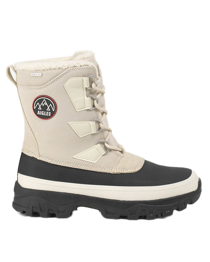 Sable coloured Aigle Mens Snow Boots on white background #colour_sable