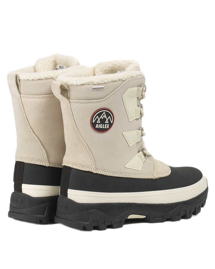 Sable coloured Aigle Mens Snow Boots on white background #colour_sable