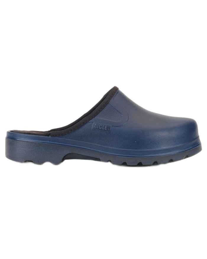 Klein Dark Navy coloured Aigle Mens Taden M2 Ultra Light Clogs on white background #colour_klein-dark-navy