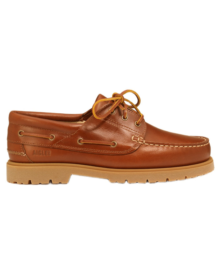 Acajou coloured Aigle Mens Tarmac Lace-Up Loafer Shoes on white background #colour_acajou