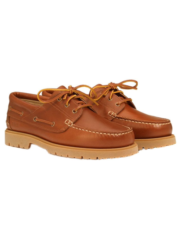 Acajou coloured Aigle Mens Tarmac Lace-Up Loafer Shoes on white background #colour_acajou