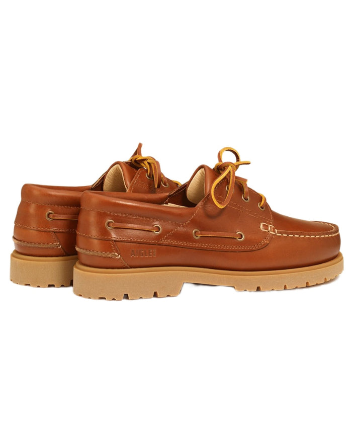 Acajou coloured Aigle Mens Tarmac Lace-Up Loafer Shoes on white background #colour_acajou