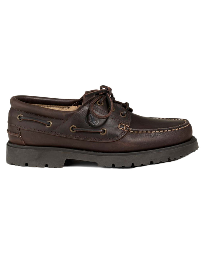 Maroon Fonce coloured Aigle Mens Tarmac Lace-Up Loafer Shoes on white background #colour_maroon-fonce