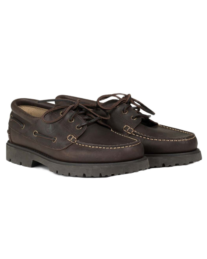 Maroon Fonce coloured Aigle Mens Tarmac Lace-Up Loafer Shoes on white background #colour_maroon-fonce