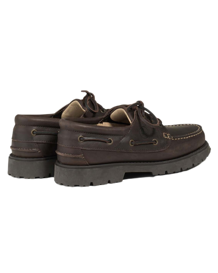 Maroon Fonce coloured Aigle Mens Tarmac Lace-Up Loafer Shoes on white background #colour_maroon-fonce