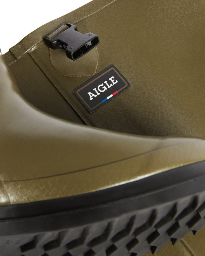 Khaki coloured Aigle Mens Truite Versatile Fishing Waders on white background #colour_khaki