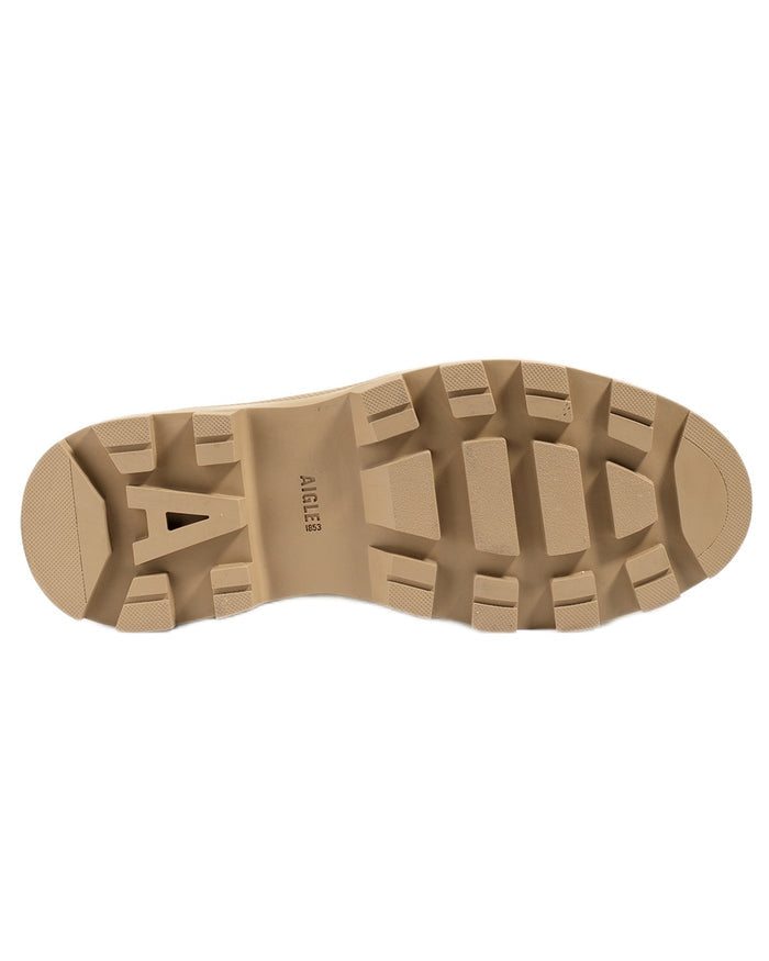 Khaki coloured Aigle Mens Iconic Walking Shoes on white background #colour_khaki