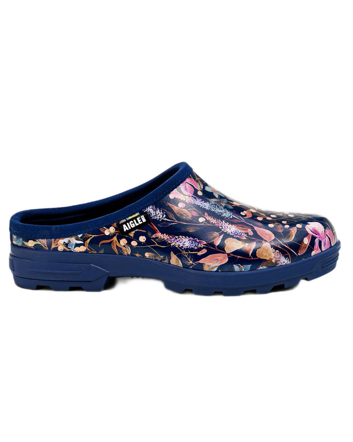 Bosquet Print coloured Aigle Womens Lessfor Printed Clogs on white background #colour_bosquet-print