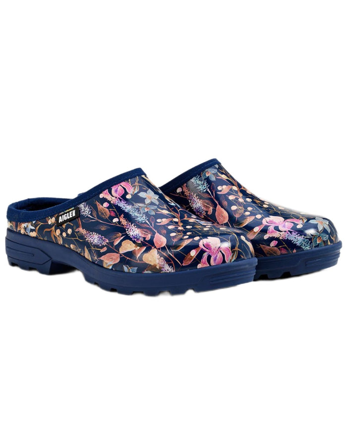Bosquet Print coloured Aigle Womens Lessfor Printed Clogs on white background #colour_bosquet-print
