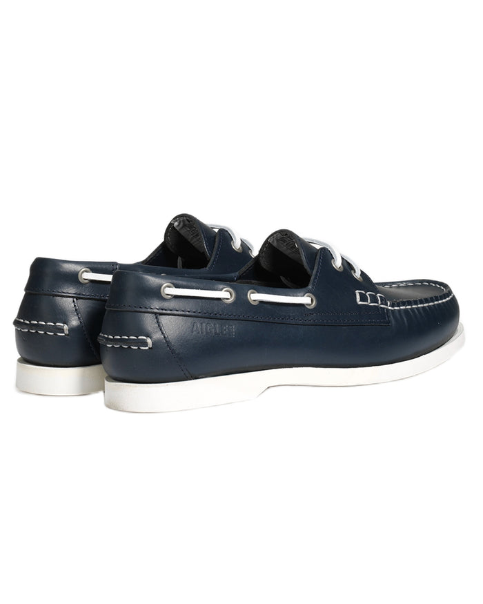 Marine coloured Aigle Womens Nubila Leather Deck Shoes on white background #colour_marine