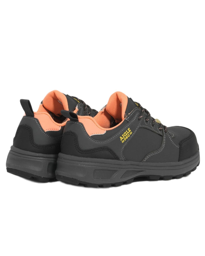 Grey Peach coloured Aigle Womens Solter S3 Ultra Lightweight Safety Shoes on white background #colour_grey-peach