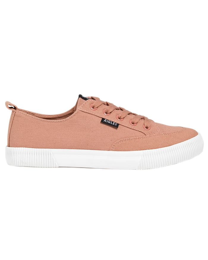 Misty Rose coloured Aigle Womens Tamarix Canvas Sneakers on white background #colour_misty-rose