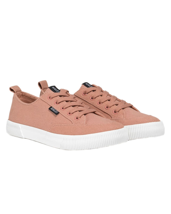 Misty Rose coloured Aigle Womens Tamarix Canvas Sneakers on white background #colour_misty-rose