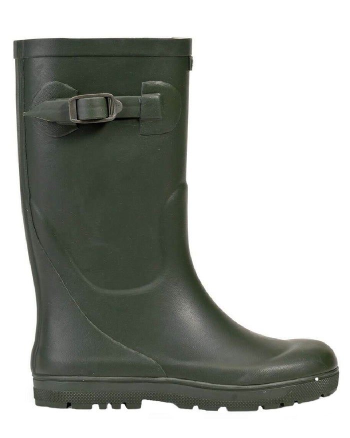 Kaki coloured Aigle Woody Pop 2 Childrens Wellington Boots on white background #colour_kaki