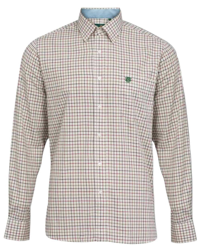Red coloured Alan Paine Aylesbury Check Shirt on white background #colour_red