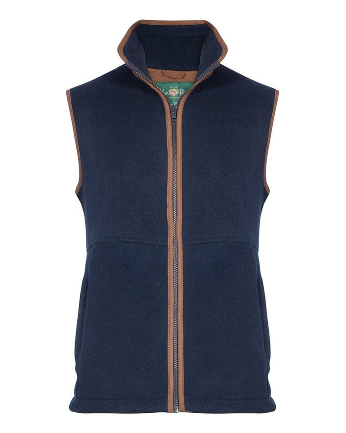 Dark Navy coloured Alan Paine Aylsham Fleece Jacket on white background #colour_dark-navy