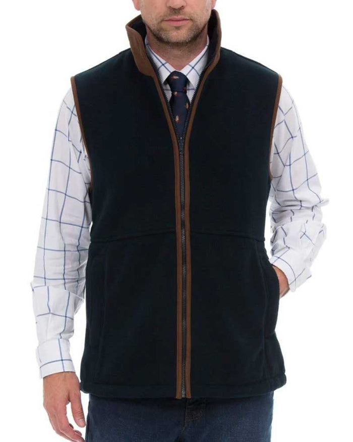 Dark Navy coloured Alan Paine Aylsham Fleece Jacket on white background #colour_dark-navy
