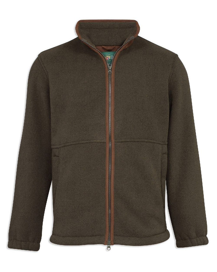 Green Coloured Alan Paine Aylsham Fleece Jacket On A White Background #colour_green