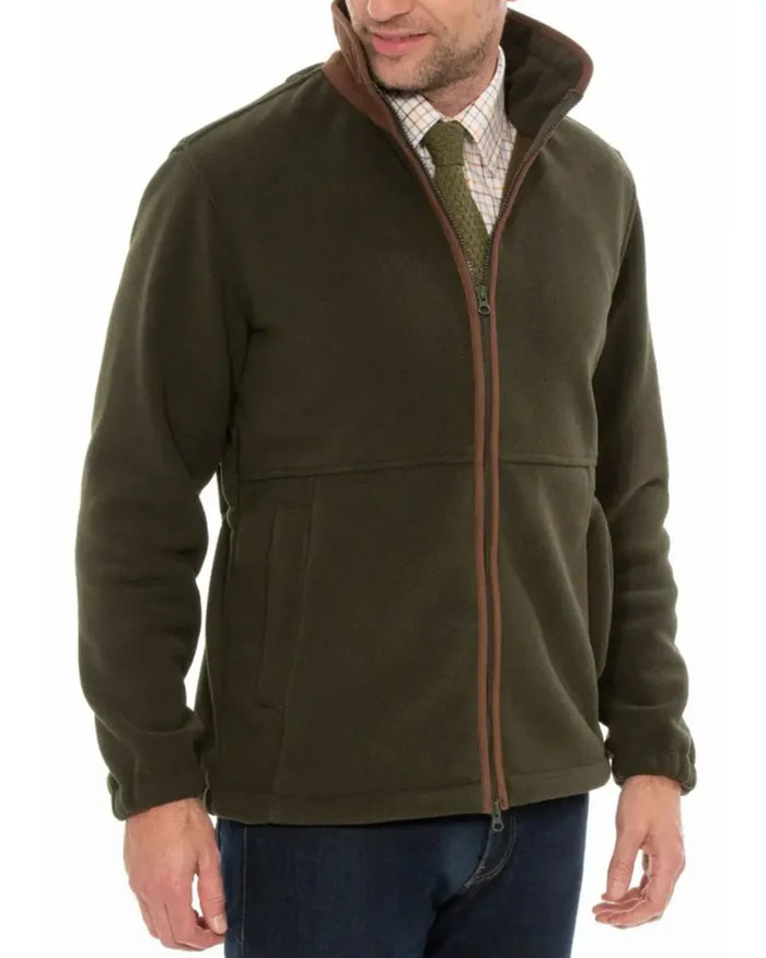 Green Coloured Alan Paine Aylsham Fleece Jacket On A White Background #colour_green