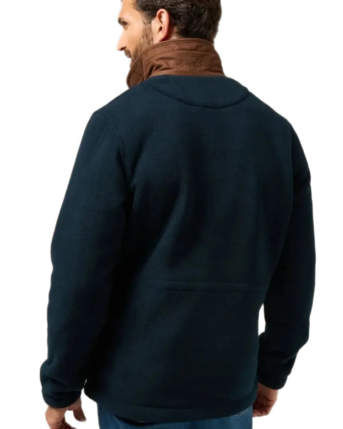 Dark Navy Coloured Alan Paine Aylsham Fleece Jacket On A White Background #colour_dark-navy