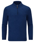 Navy coloured Alan Paine Childrens Rookeland Quarter Zip Jumper on white background