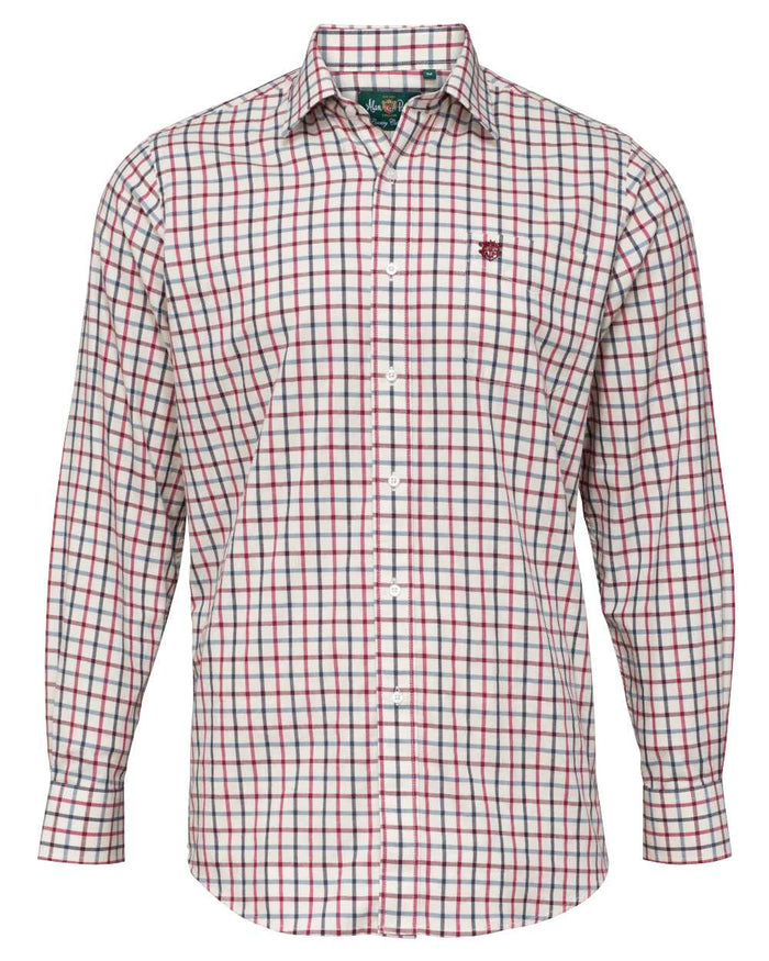 Red Check Alan Paine Ilkley Kids Tattersall Shirt on white background #colour_red-check