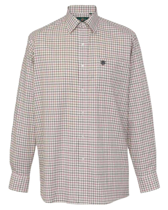 Red Green Check Alan Paine Ilkley Kids Tattersall Shirt on white background #colour_red-green-check