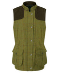 Lichen coloured Alan Paine Ladies Rutland Tweed Gilet on white background #colour_lichen