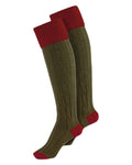 Red Olive coloured Alan Paine Ladies Shooting Socks on white background #colour_red-olive