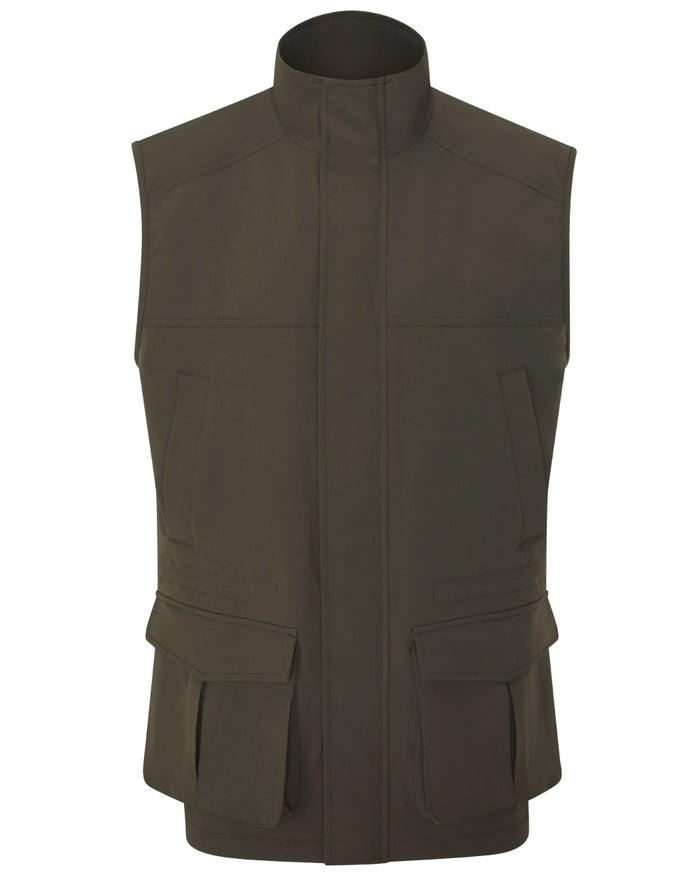 Olive coloured Alan Paine Lockwood Mens Shooting Waistcoat on white background #colour_olive