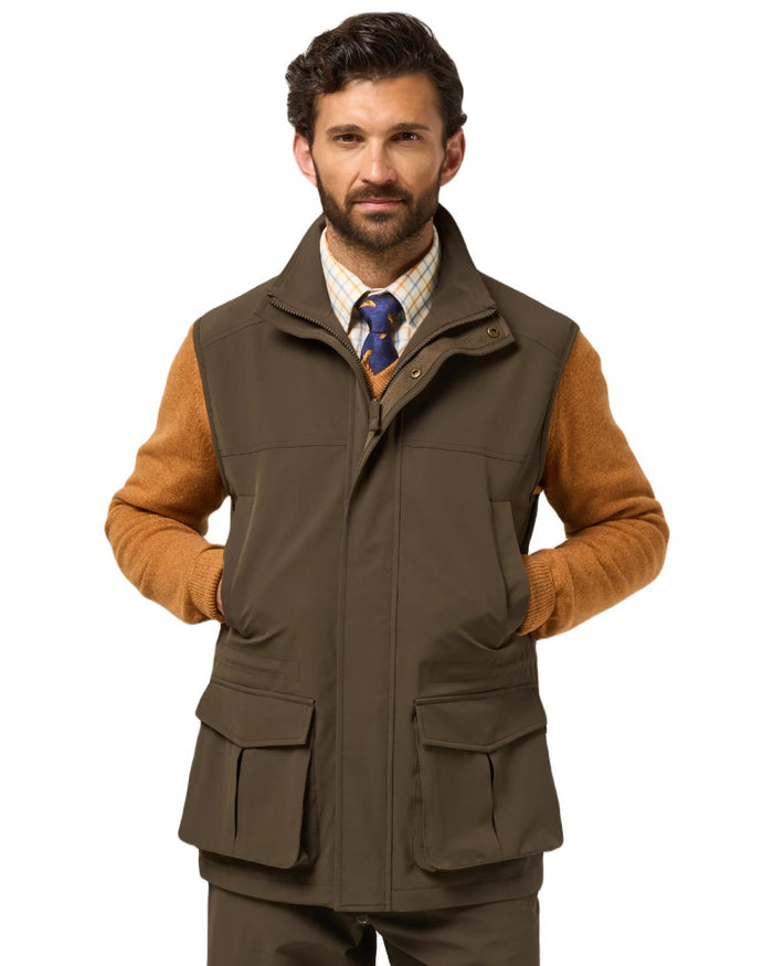 Olive coloured Alan Paine Lockwood Mens Shooting Waistcoat on white background #colour_olive